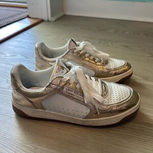 Sam Edelman Gold and White Sneakers